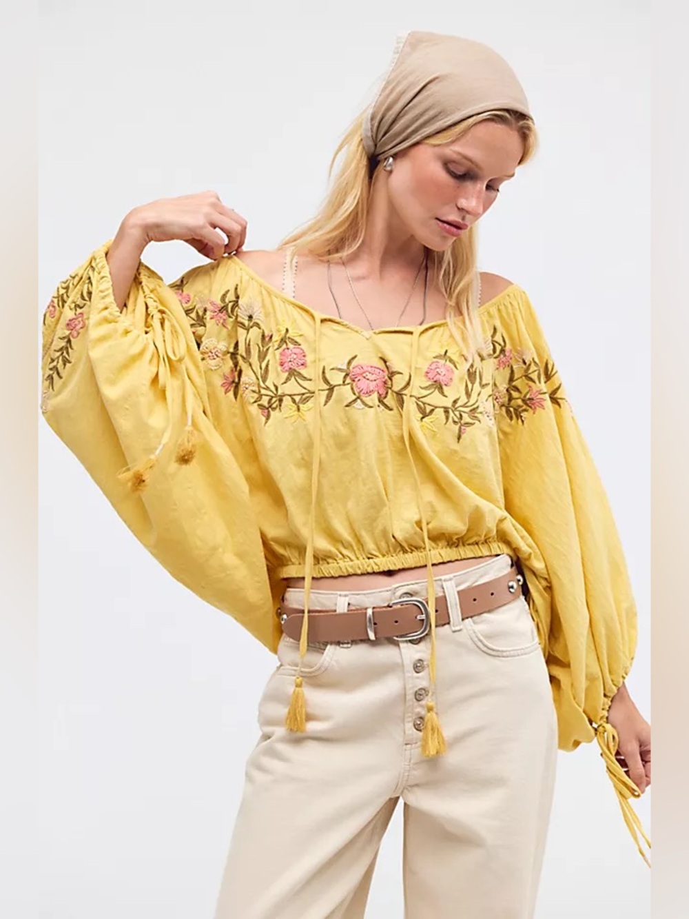 NWT! FP Free People Plumeria Embroidered Top Sz Large